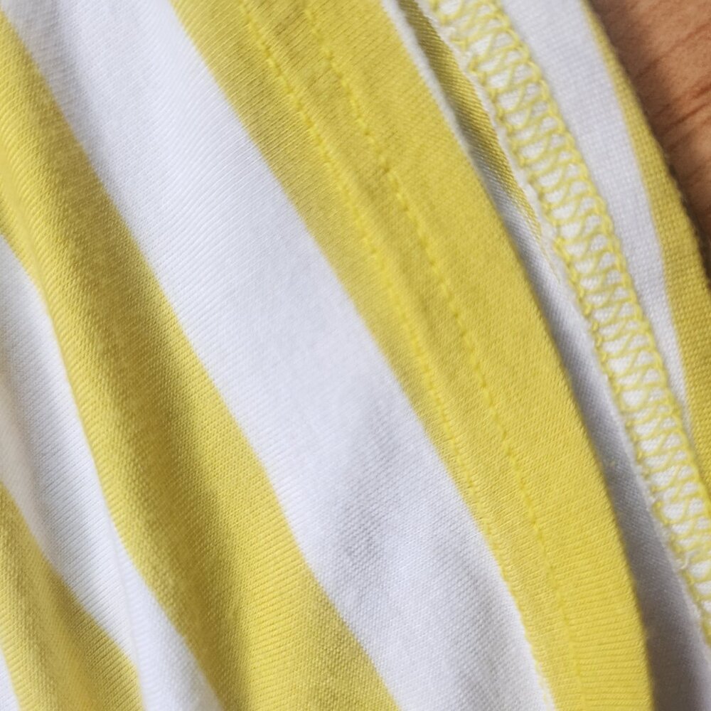 GAP Yellow White Stripe Swing Dress Medium Stretch Summer Casual Beach Sundress - Picture 8 of 9